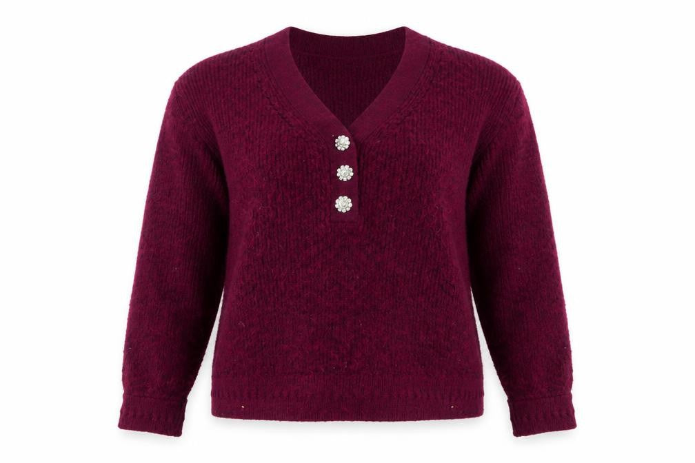 Next Women's Red Henley Jumper, Size L, V-Neck, Lined