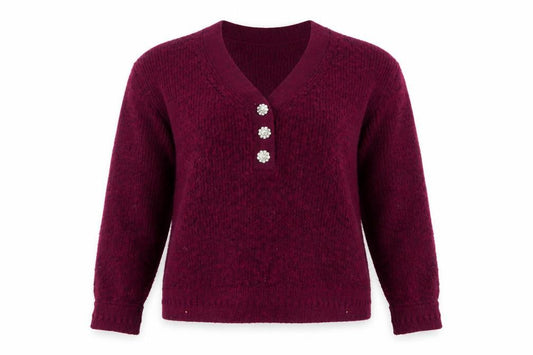Next Women's Red Henley Jumper, Size L, V-Neck, Lined