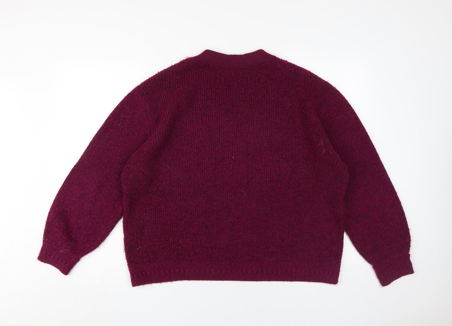 Next Women's Red Henley Jumper, Size L, V-Neck, Lined