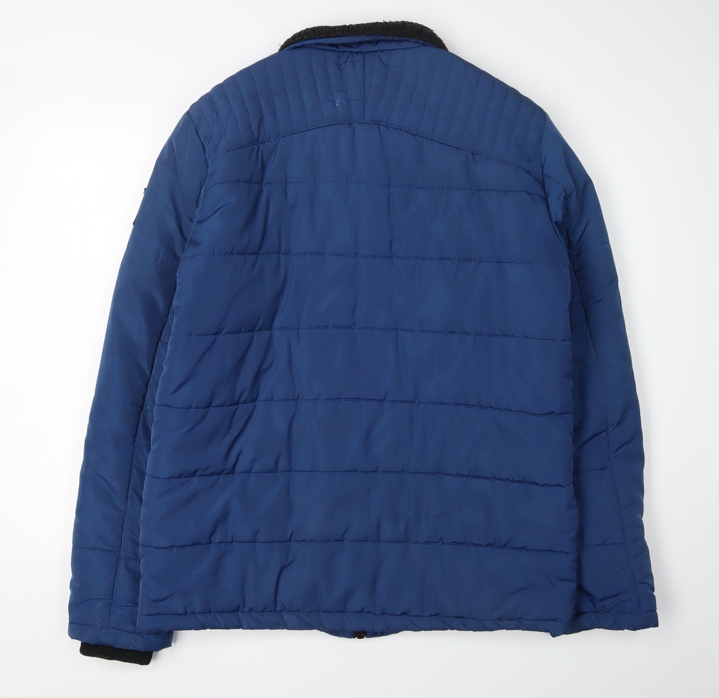 Volcano Men's Blue Puffer Jacket, Regular, Mid-Length Size L