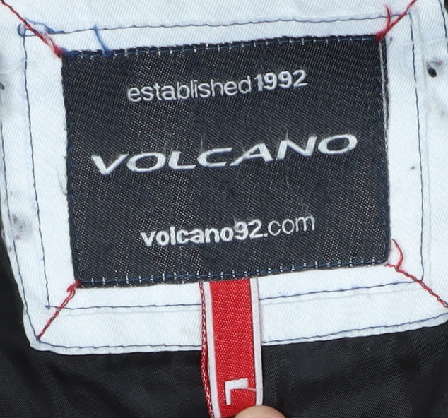 Volcano Men's Blue Puffer Jacket, Regular, Mid-Length Size L