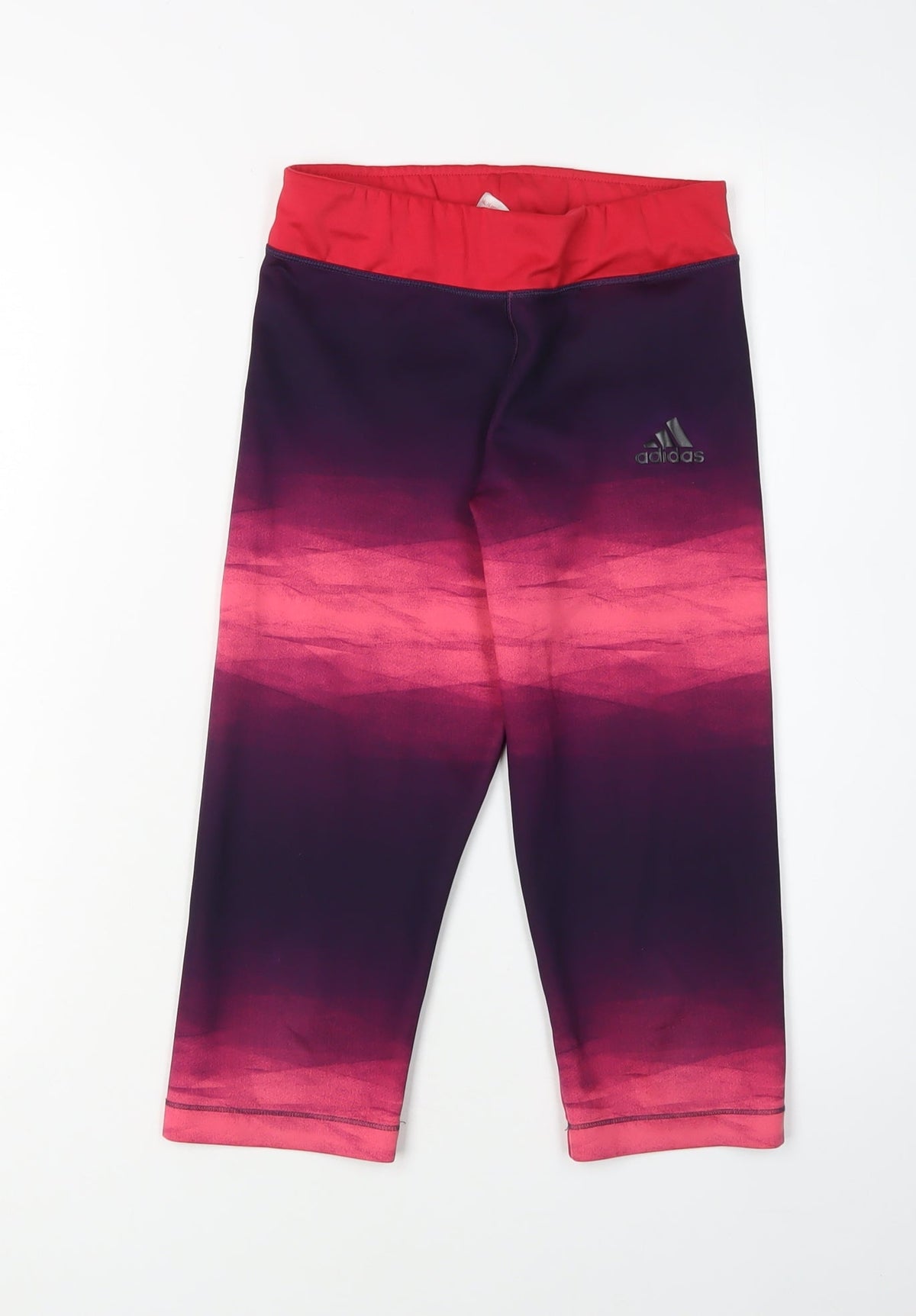 Additional front view of Adidas girls’ purple cropped leggings m - athletic style