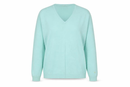 John Smedley Women's Green V-Neck Wool Pullover XL