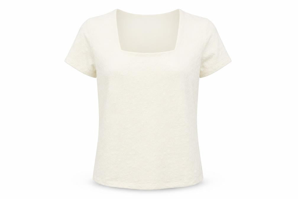 Alex & Co. Women's Ivory T-Shirt, Large, Square Neck