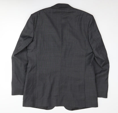 Back view of Jasper Conran Men's Grey Blazer Long Length 44L