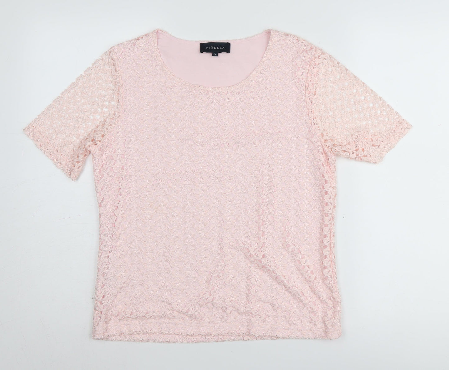 Viyella Women's Pink Lace Blouse M Classic Casual