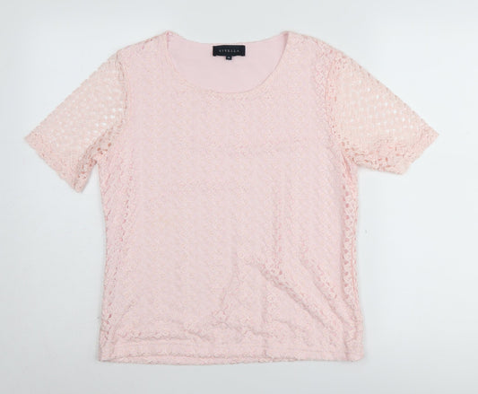 Viyella Women's Pink Lace Blouse M Classic Casual