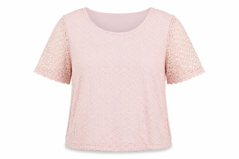 Viyella Women's Pink Lace Blouse M Classic Casual