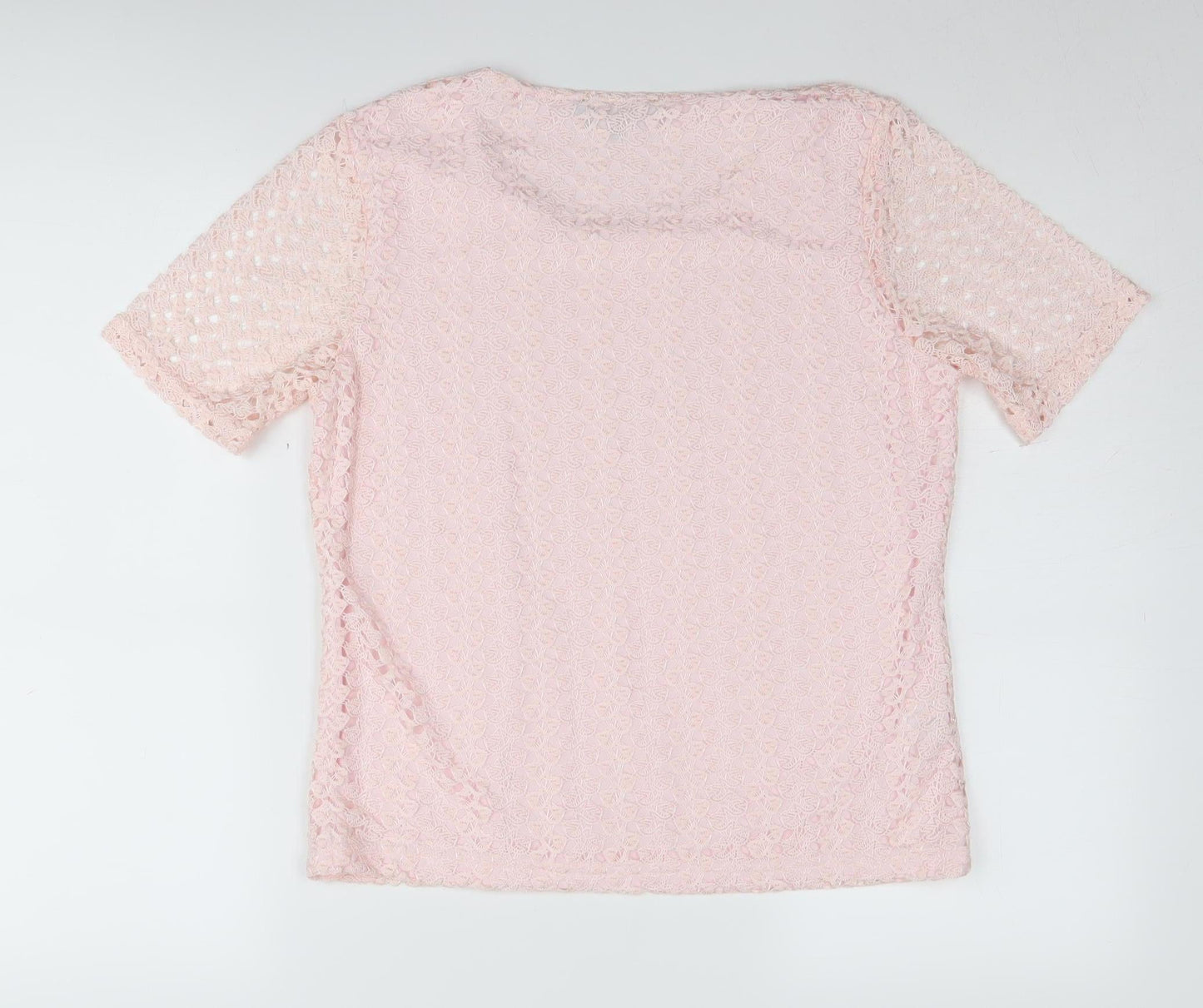 Viyella Women's Pink Lace Blouse M Classic Casual