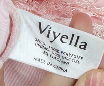 Viyella Women's Pink Lace Blouse M Classic Casual