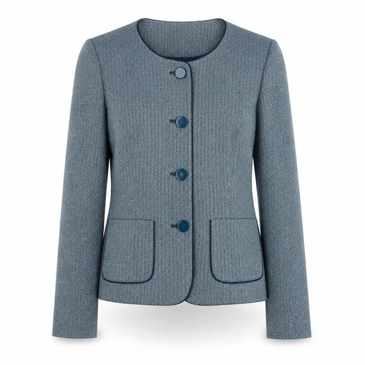 Eastex Women's Blue Chevron Suit Jacket Size 10