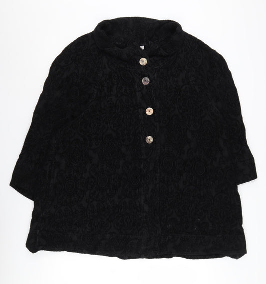 Bella Donna Women's Black Floral Cape XS