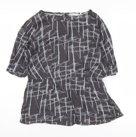 White Stuff Women's Black Geometric Blouse Size 12