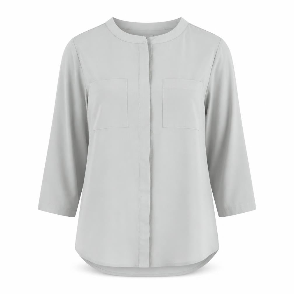 Van Heusen Women's Grey Blouse - Size S, Long Sleeve