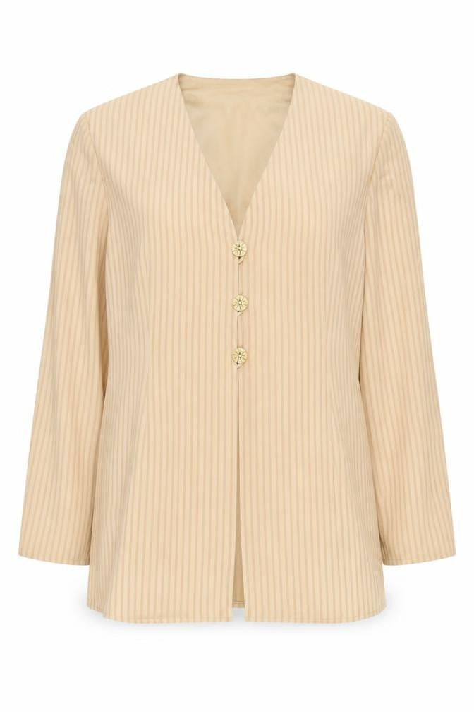Windsmoor Women's Beige Striped Long Sleeve Blouse