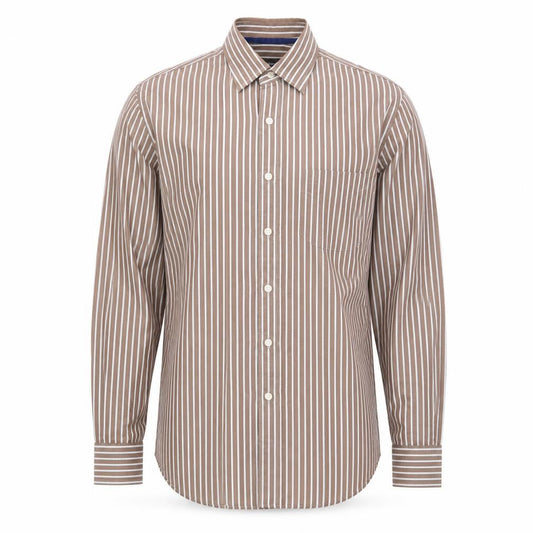 Van Heusen Men's Brown Striped Button-Up Shirt M