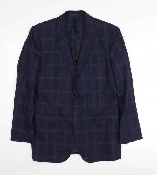 Reiss Men's Blue Check Blazer, Size 40, Classic Formal