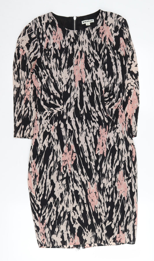 Whistles Women's Multicoloured Silk Sheath Dress Size 8