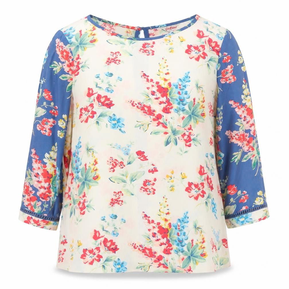 Cath Kidston Women's Floral Multicoloured Boat Neck Top Size 6