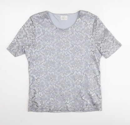 Eastex Women's Silver Sequin Party T-Shirt Size 10