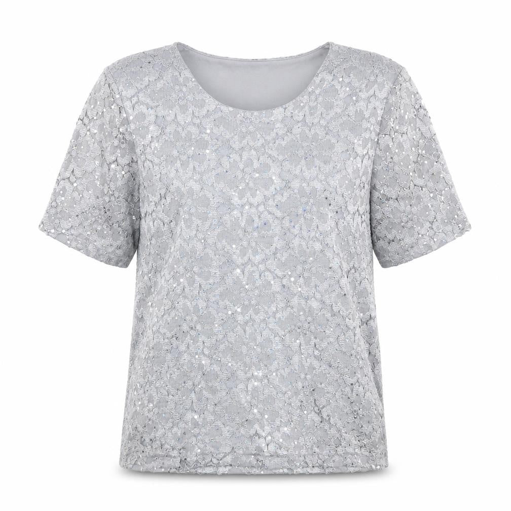 Eastex Women's Silver Sequin Party T-Shirt Size 10