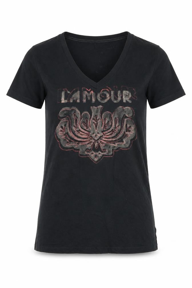 Quiksilver Black V-Neck T-Shirt Size S Unisex Casual