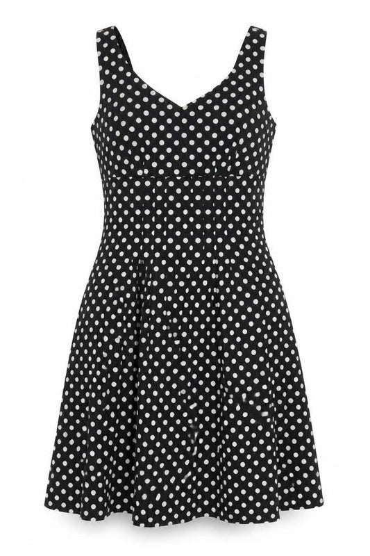 Laura Ashley Women's Black Polka Dot A-Line Dress