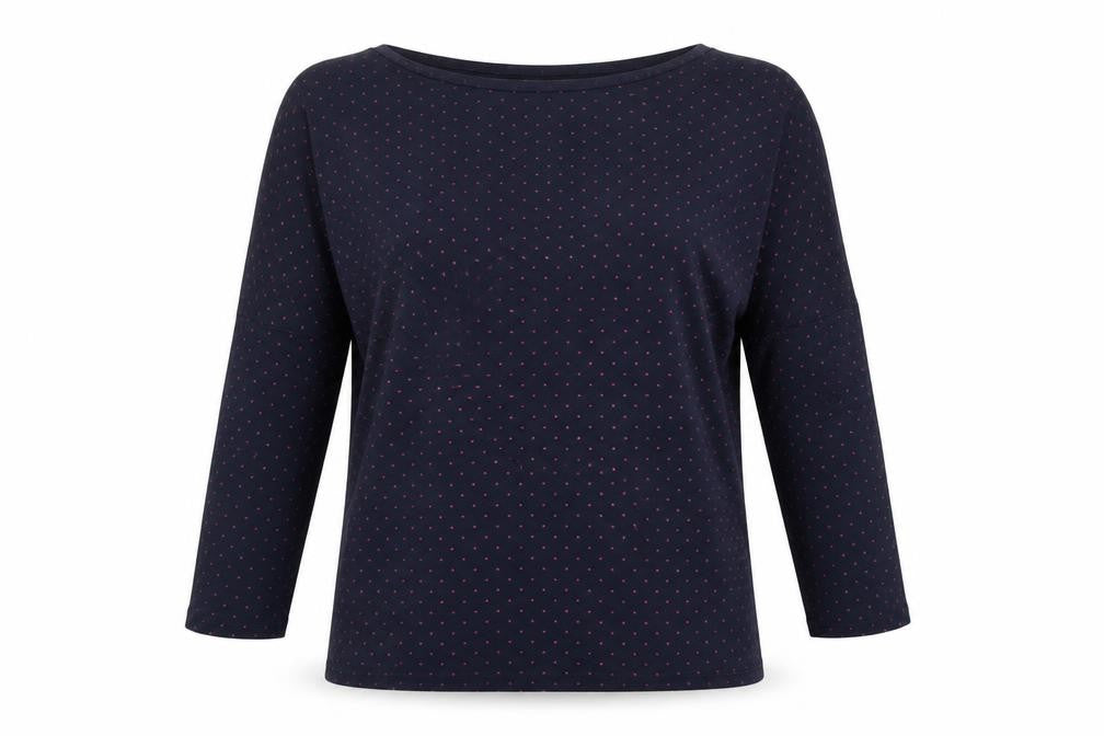 WoolOvers Women's Blue Polka Dot T-Shirt, Size S