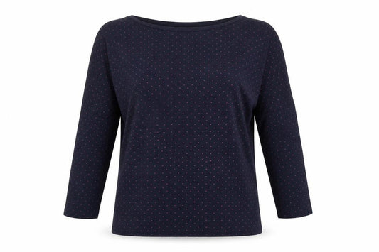 WoolOvers Women's Blue Polka Dot T-Shirt, Size S