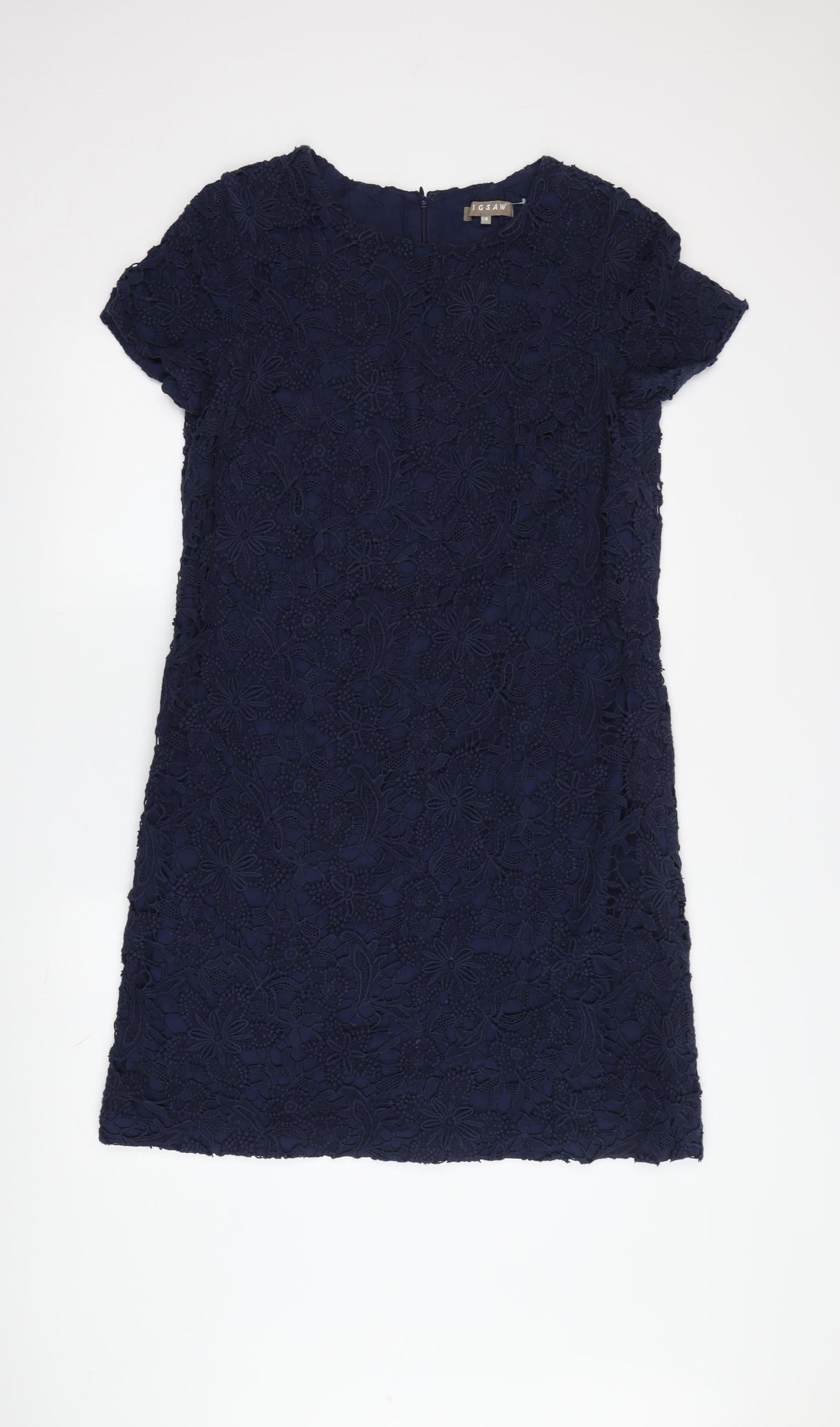 Jigsaw Women's Blue Floral Lace Shift Dress Size 14