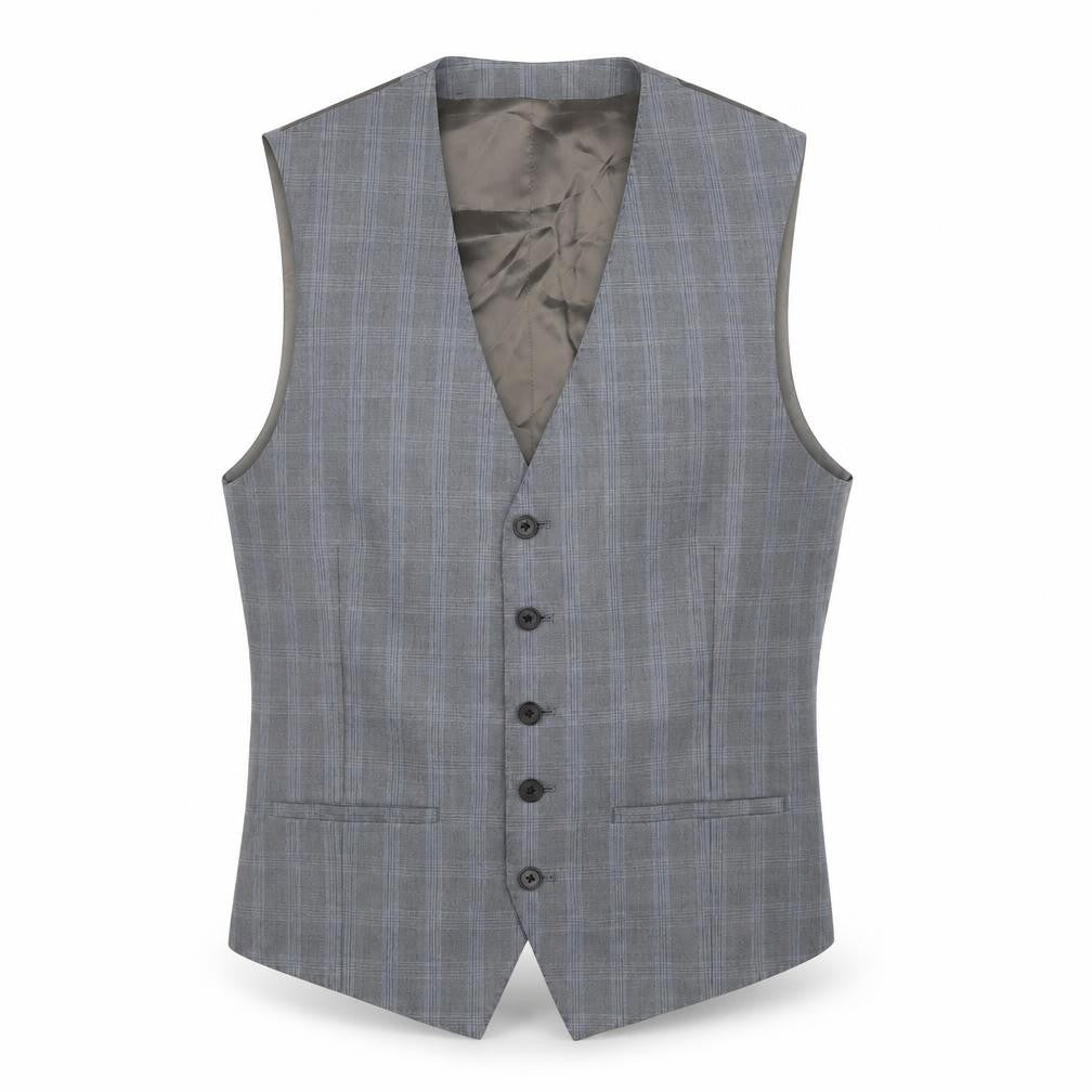 Jaeger Men's Grey Plaid Suit Waistcoat 38R