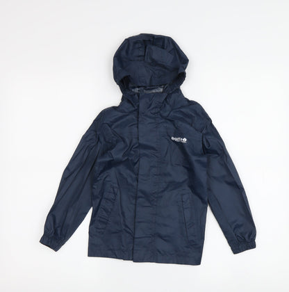 Additional front view of Regatta boys’ blue waterproof rain coat 2 years