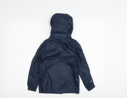 Back view of Regatta boys’ blue waterproof rain coat 2 years
