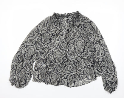 Mango Women's Black Paisley Tunic Blouse Size 12