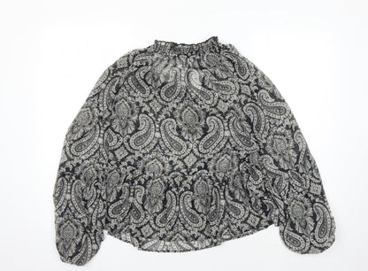 Mango Women's Black Paisley Tunic Blouse Size 12