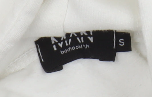 boohooMAN Men's White Rocky Hoodie S Pullover