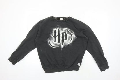 Front view of H&M Harry Potter girls’ black pullover sweatshirt 14 years