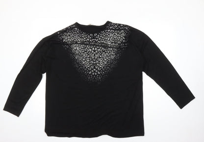 LC Waikiki Women's Black 4XL Animal Print Pullover
