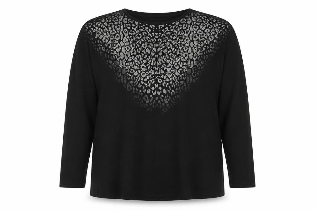LC Waikiki Women's Black 4XL Animal Print Pullover