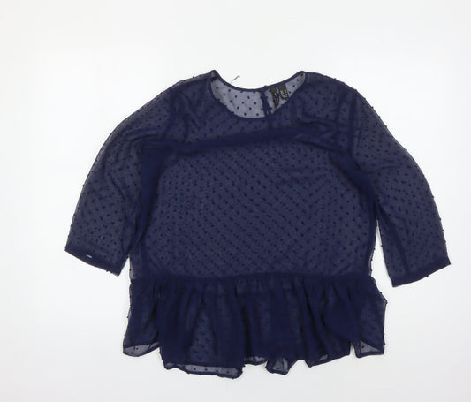 MNG Collection Women's Blue Tunic Blouse Size 12