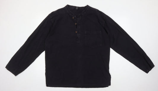 Coline Women's Black Long Sleeve Henley Blouse XL