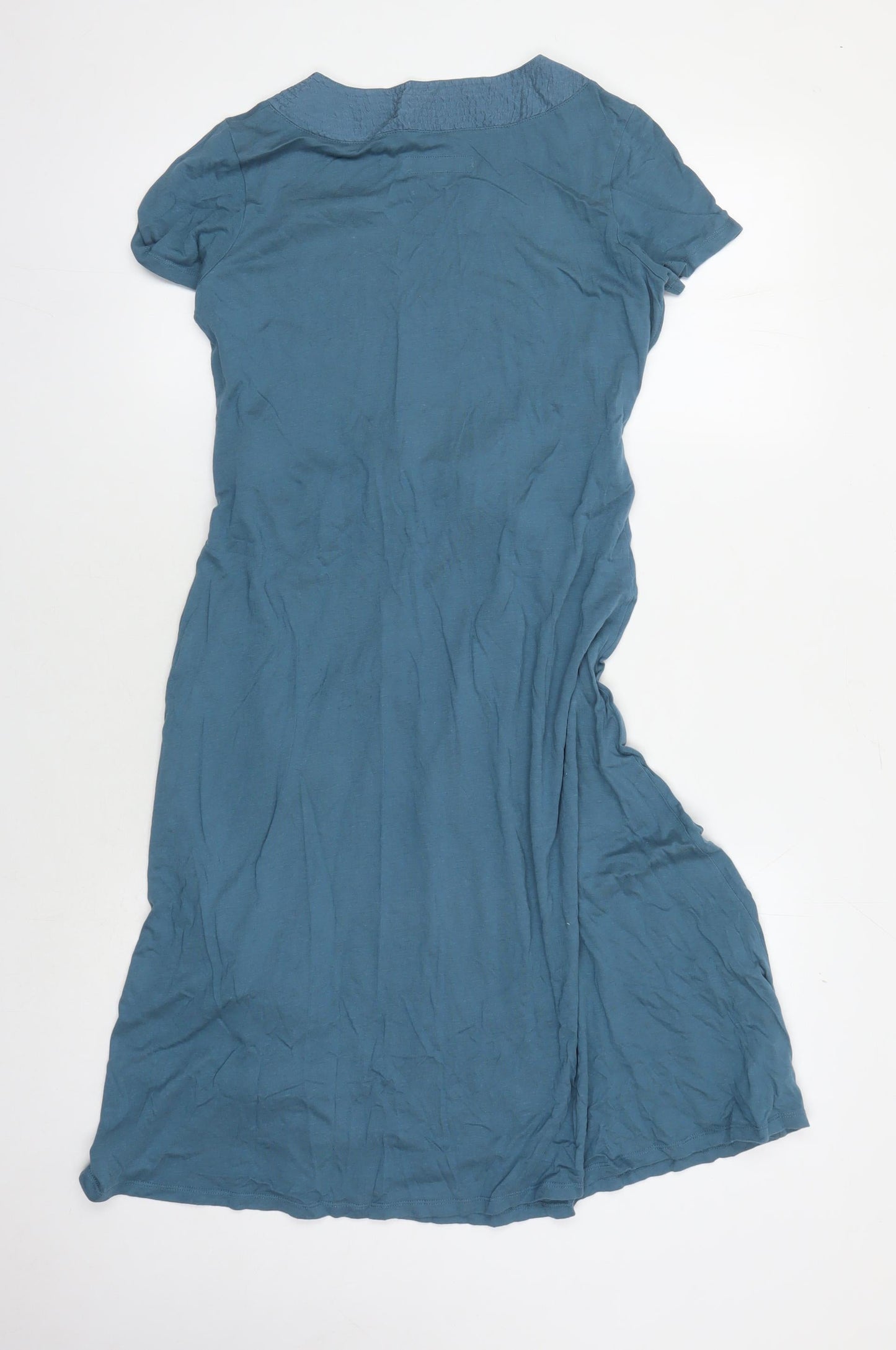 Kem Women's Blue V-Neck Dress, Size 8, Short Sleeve