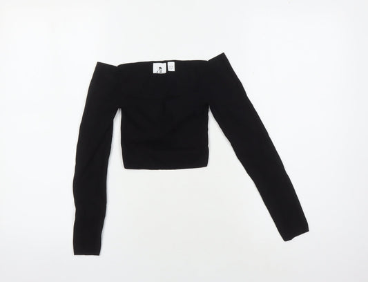 Collusion Women's Black Cropped Off Shoulder Top