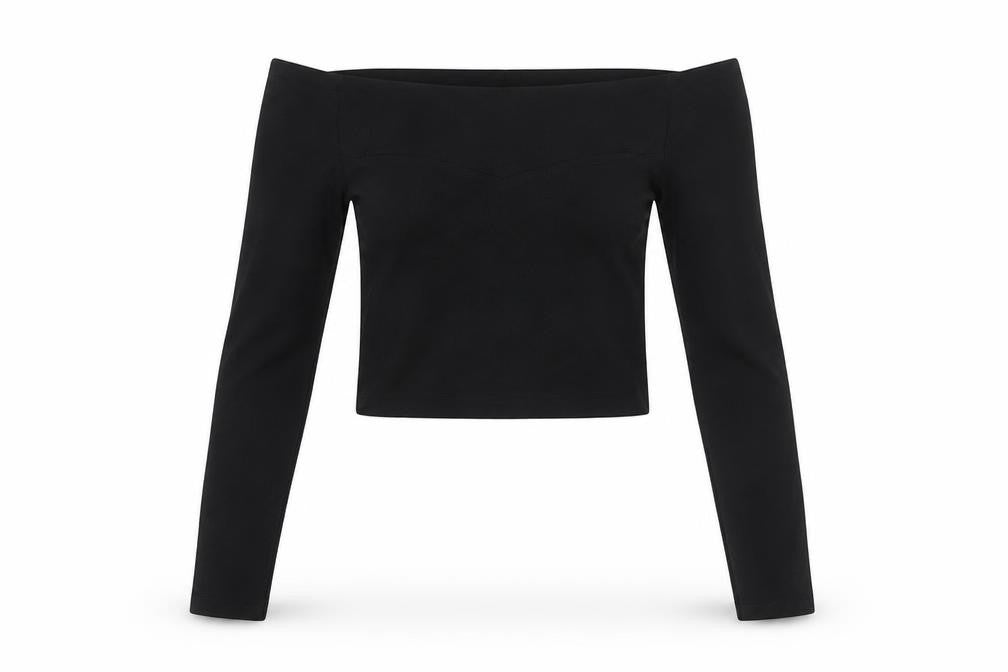 Collusion Women's Black Cropped Off Shoulder Top