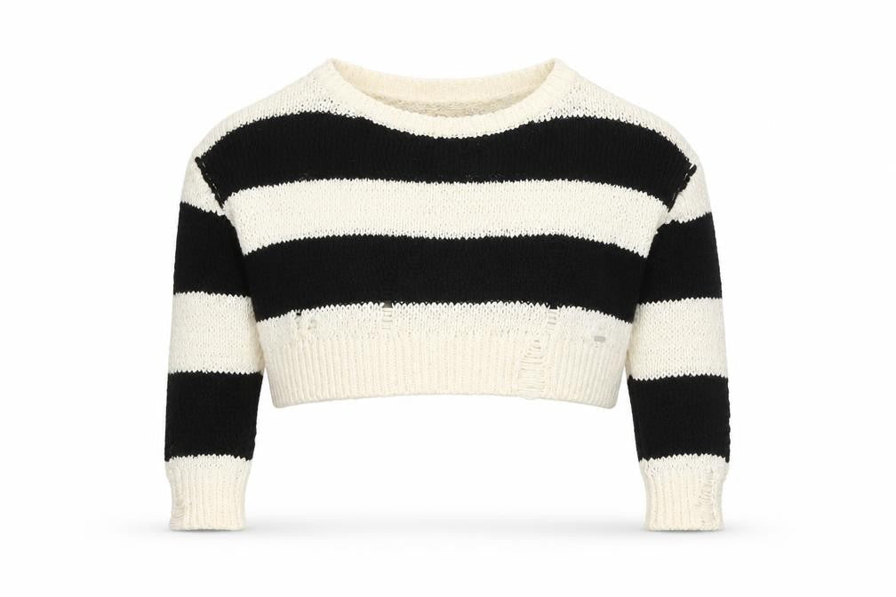 Hollister Women's Black Striped Pullover Jumper XS