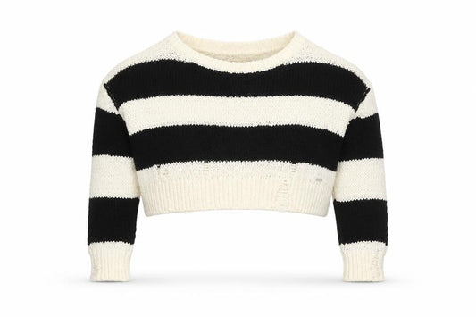 Hollister Women's Black Striped Pullover Jumper XS