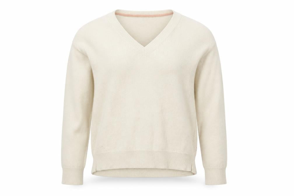 Sweaty Betty Women's White V-Neck Knit Pullover Jumper XS