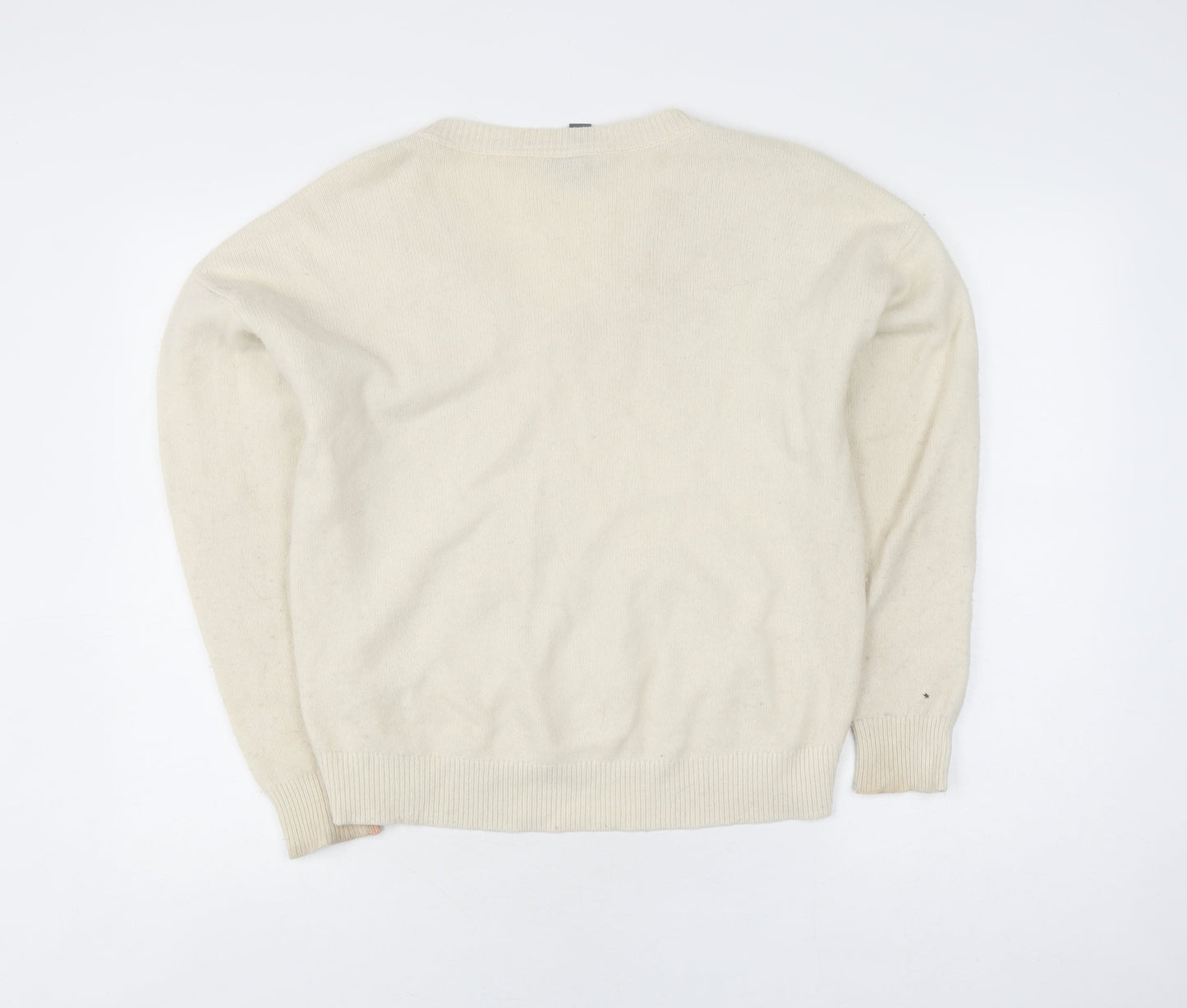 Sweaty Betty Women's White V-Neck Knit Pullover Jumper XS