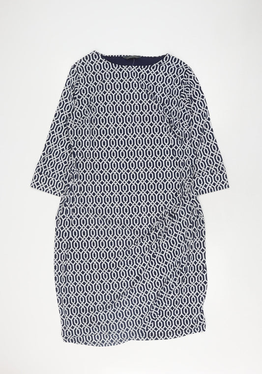 Women's Blue Geometric Dress, Size L