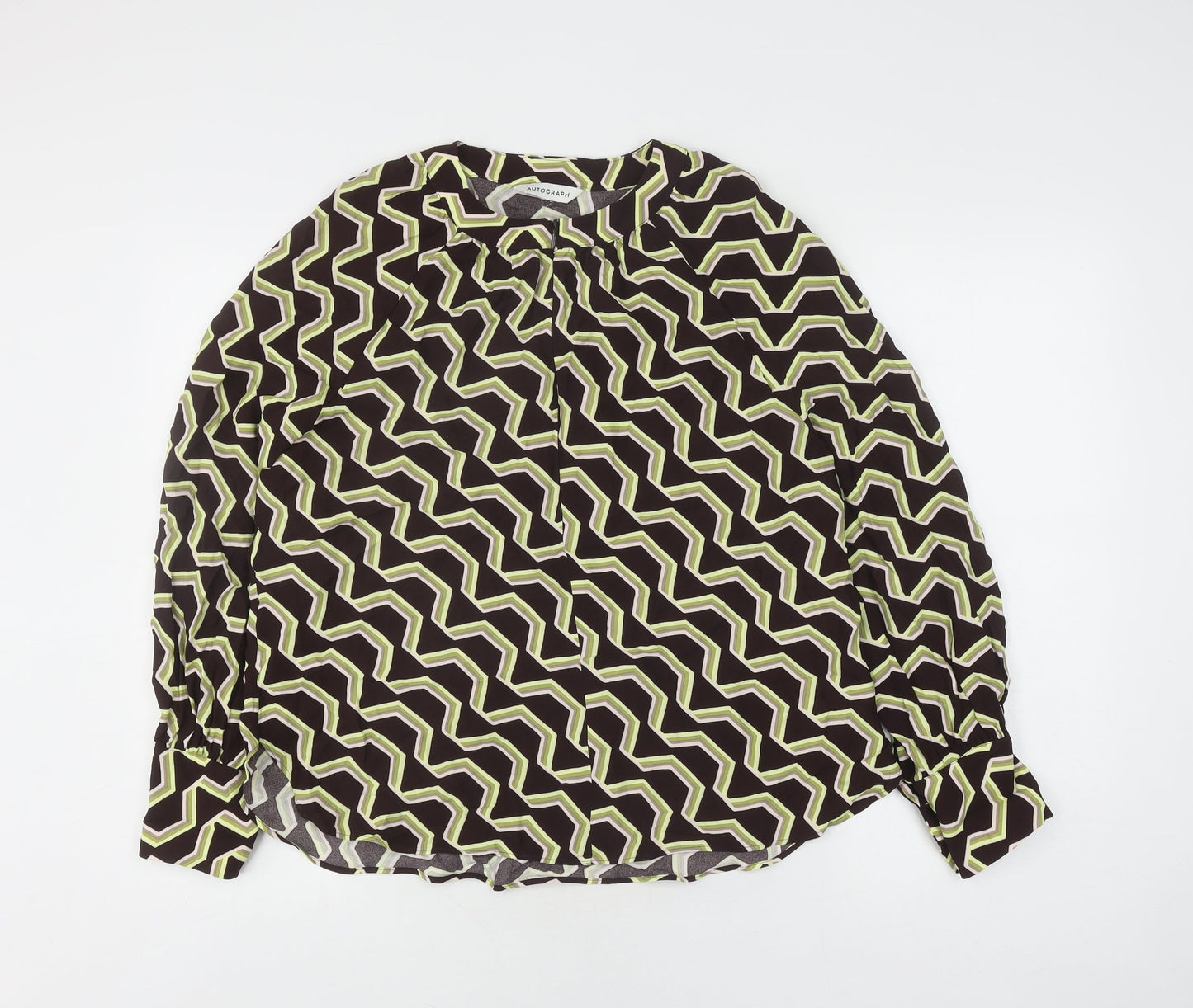 Marks and Spencer Women's Brown Geometric Blouse Size 12
